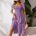 thumbnail image 5 of New Spring/Summer Short-Sleeved Square Neck Floral Dress, 5 of 6