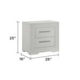 thumbnail image 2 of Blanca Modern 2-Drawer Wood Nightstand in White - Quilted Lacquer Finish, Plush Red Lining, Smooth Glides - Perfect Bedroom Bedside Cabinet - 15.55"W x 25.59"L x 24.80"H, 2 of 6