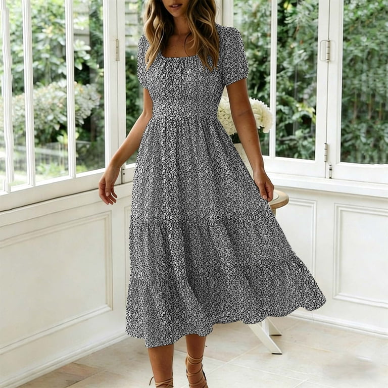casual mid length summer dresses Midi cotton dress for women sleeveless floral print casual summer mid-calf length from Dhgate Basic & Casual Dresses