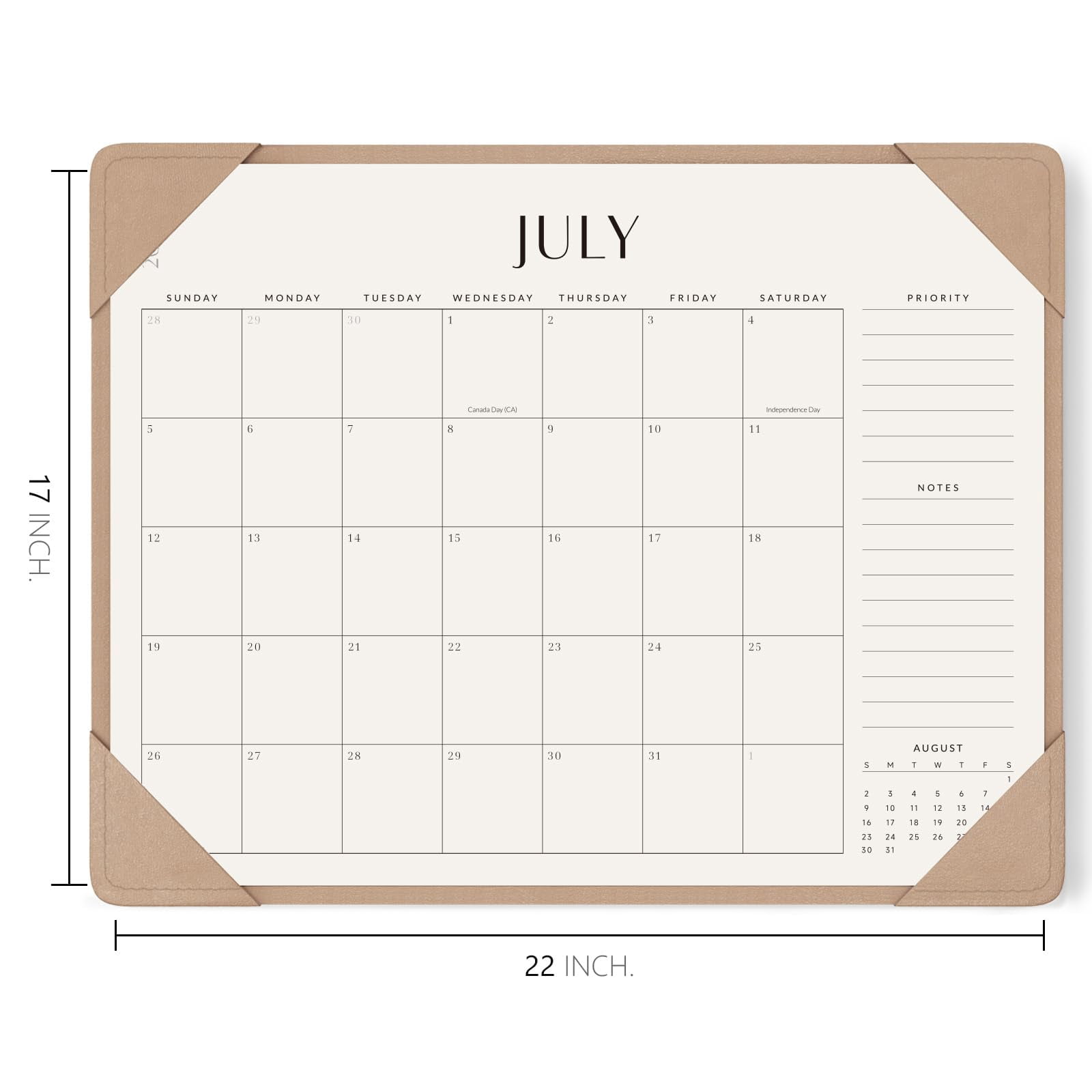Desk Calendar 2026 - 2027 With Desktop Mat  Large Pad From Now To June 2027 22x17 Inch Blotter For Home Office And School Easy Planning Gift The Holidays Apricot