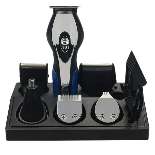 Juego de afeitadora multifunción con carga USB, tijeras eléctricas para cortar el vello nasal y la nariz, con batería (negro)