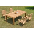 thumbnail image 3 of Grade-A Teak Dining Set: 4 Seater 5 Pc: 122" Caranas Rectangle Table And 4 Wave Stacking Arm Chairs Outdoor Patio WholesaleTeak #51WV2905, 3 of 5