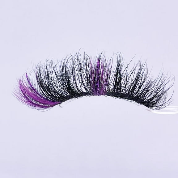 Nvzi-c Colored Eyelashes Mink Glitter Lashes , Fluffy Colorful Lash Clusters, Dramatic Long Thick Cat Fox Eye Lashes Full Curly False Eyelash, 3d D Curl Salon Extensions Strip 1 Pairs（71A-62CS）