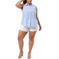thumbnail image 3 of Agnes Orinda Women's Plus Size Shirts Sleeveless Summer Casual Button Down Tank Tops 1X Blue, 3 of 8