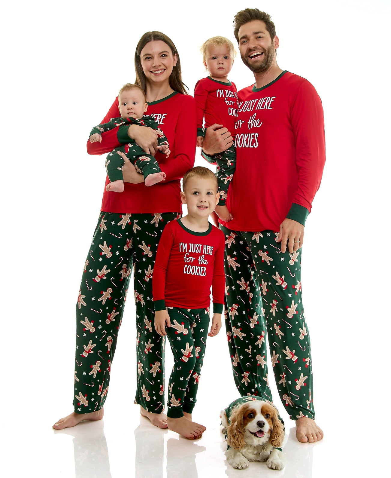 Holiday Time Kids Matching Family Pajamas Gingerbread Cookie Top and Pants Set, 2-Piece, Sizes 6-12