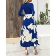 thumbnail image 4 of FreshPretty Womens Floral Maxi Dress Spring Summer Casual Crewneck Long Sleeve Ruffle Flowy Cocktail Wedding Guest Dresses, 4 of 7