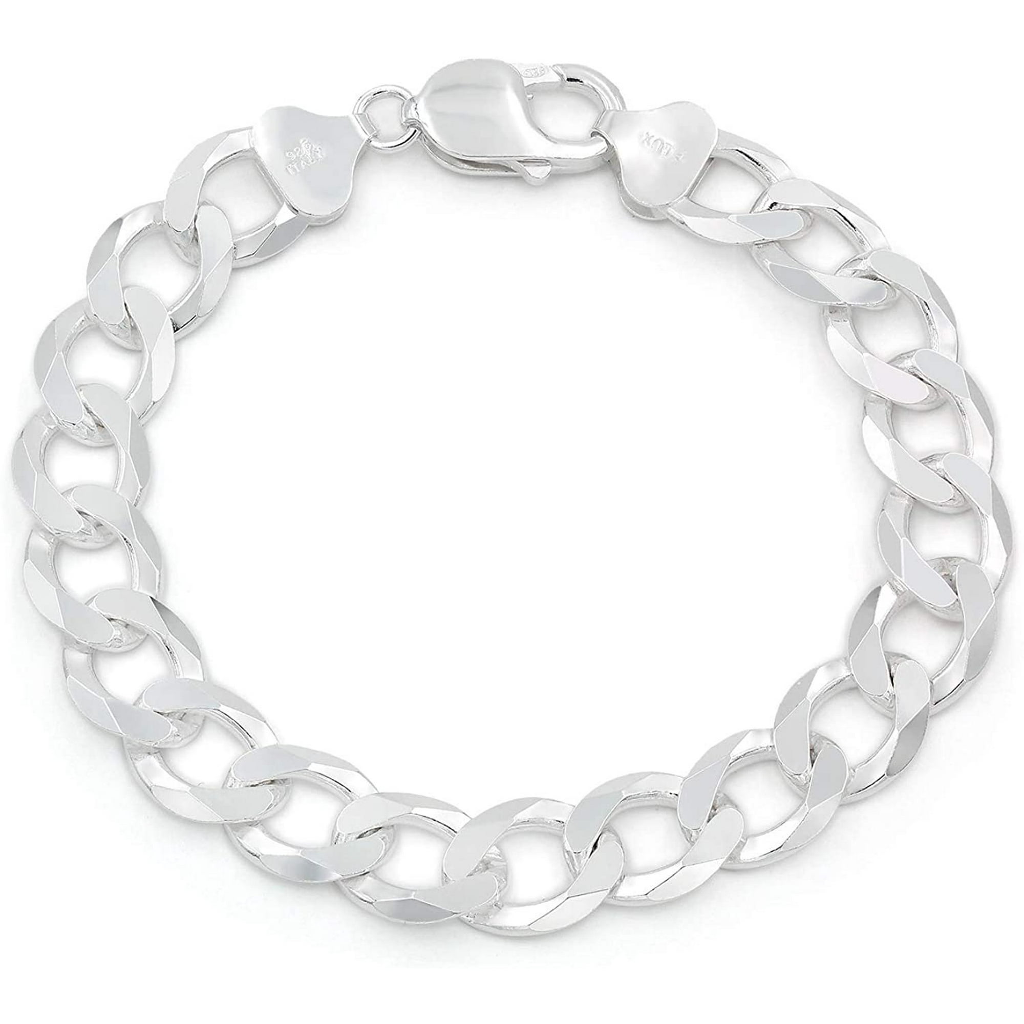 Authentic 925 Sterling Silver 10.5MM Cuban Curb Link Chain Bracelets, Solid  925 Italy, Next Level Jewelry 