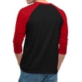 thumbnail image 4 of Gaukiv Men's Three Quarter Sleeve Shirts Raglan Crew Neck Tees Solid Color Body with Contrast Sleeves Baseball Shirts Red 3XL, 4 of 7