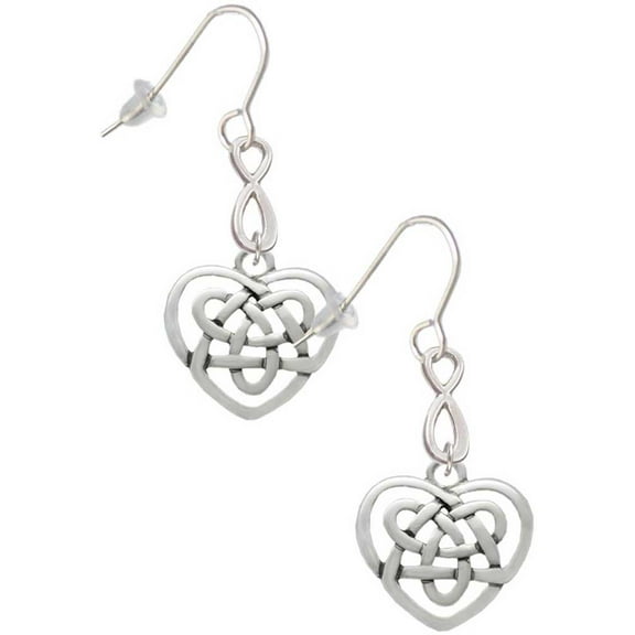 Delight Jewelry Silvertone Celtic Knot Heart Silver tone Infinity French Earrings