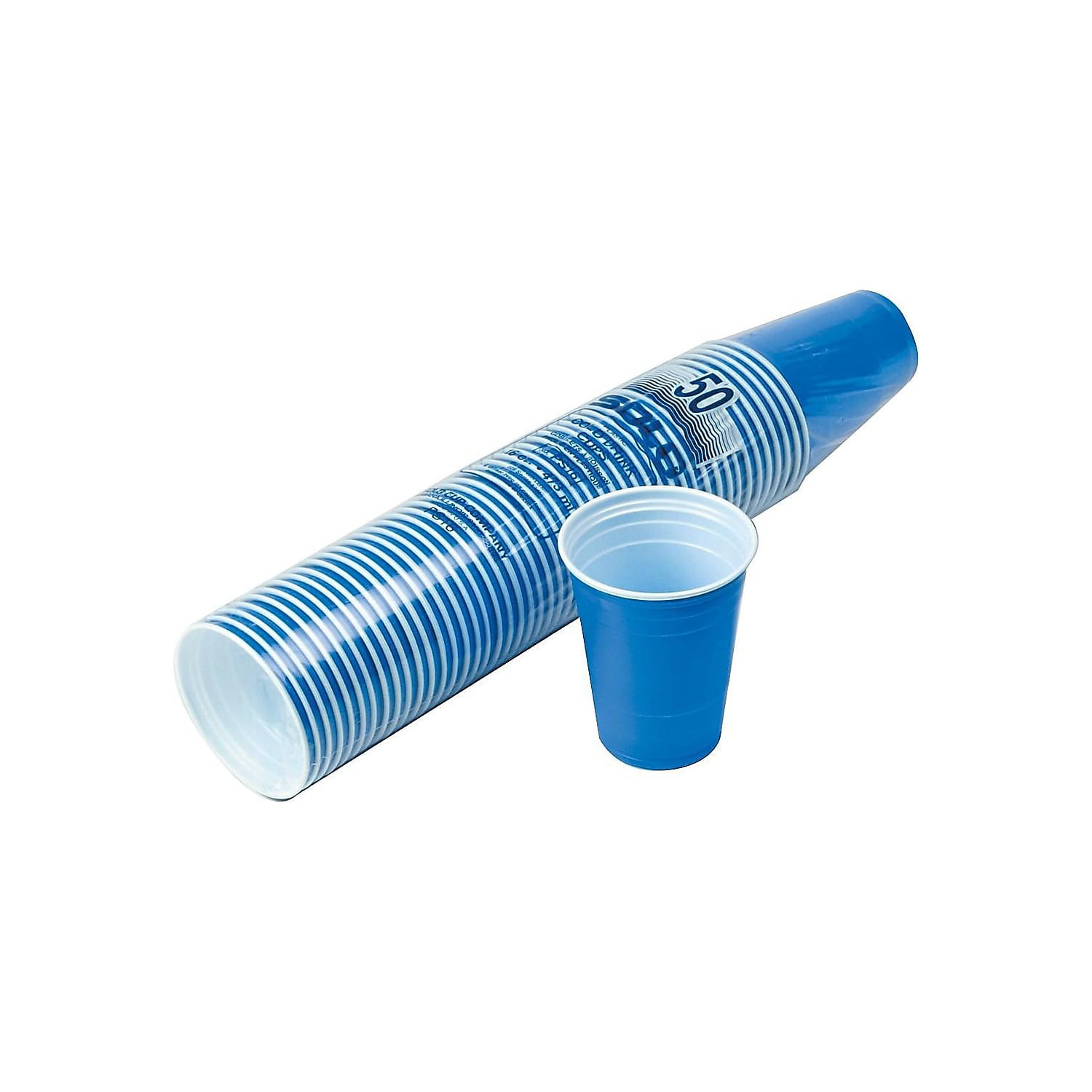 True Blue Party Cups, Disposable Cups, Drink Cups for Cocktails and Beer, 16  Ounce Capacity, Plastic, Blue, Set of 50