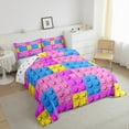 thumbnail image 3 of jejeloiu Building Block Print Bedding Comforter Set,Colorful Funny Toy Twin Comforter Sets,Pink Purple Blue Yellow Bedding Set For Kids,Super Cozy Room Decor Reversible,2 Pieces, 3 of 8