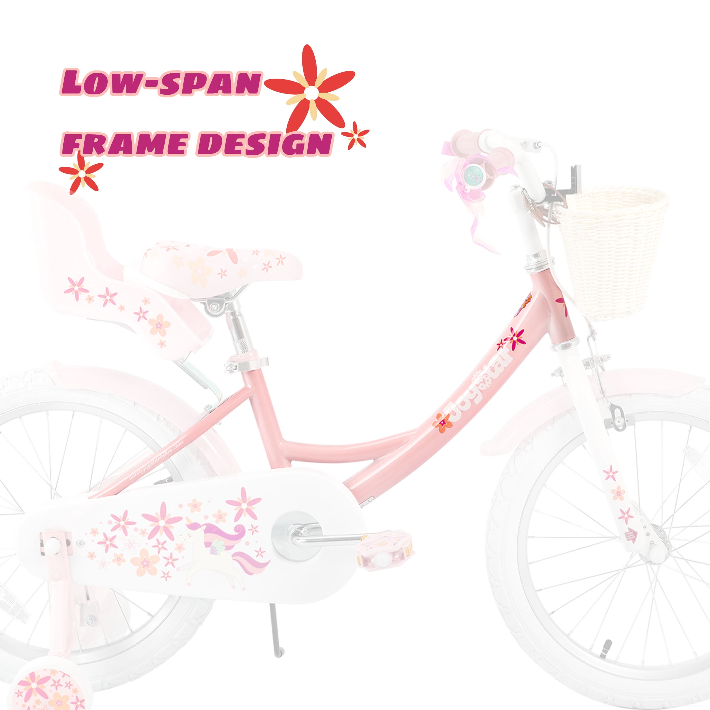 Joystar Unicorn 18inch Girls' Bike, Mint Pink