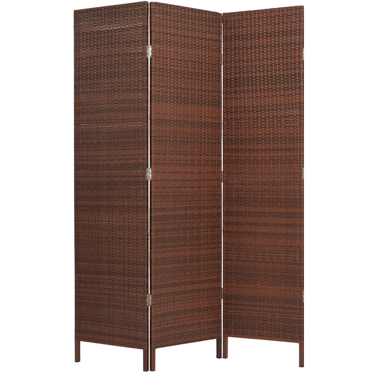 3 Panels Patio Outdoor Privacy Screen Room Divider Brown Resin Wicker Weather Resistant