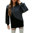 thumbnail image 5 of One opening Women Juniors Color Blocking Knitted Sweater, Long Sleeve Round Neck Sweater, 5 of 7