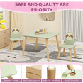 thumbnail image 4 of PORKISS Kids Table and 2 Sloth Chairs Set, 3 Pieces Wood Activity Table Drawing Play Table and Chairs Set, Adorable Animal Design Study Desk Table Chairs Set for Toddler, Green, 4 of 10