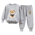thumbnail image 2 of Afuyipoi Kids Cute Teddy Bear Graphic Sweatshirt and Matching Joggers Outfit Set 100% Cotton 0-7Y Dark Gray Size 1T, 2 of 4