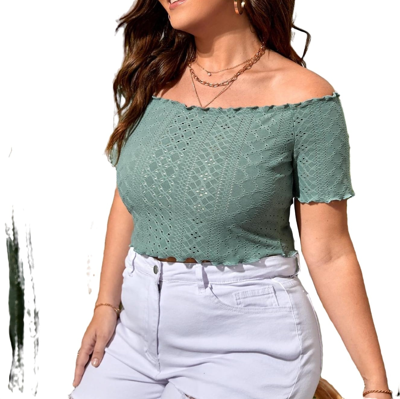 mint green plus size tops
