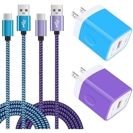 Fast Charger Block Wall Pug Type C Charger Cable Quick Phone Charger for Samsung Galaxy S24 S23 S22 S21 S20 Ultra FE 5G Plus S10 S10e S9 S8 Note 20 10 9 8, A53 5G A52 A42 A32 A13 A14 A51 A71 A20 A03s