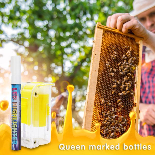 Botella marcador de apicultor con rotuladores herramienta de apicultura reina (blanco)