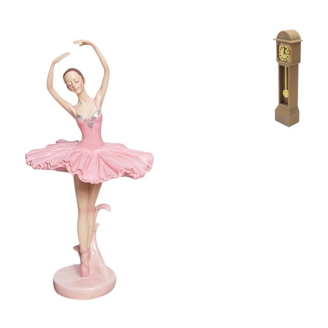 Estatua de la bailarina,Estatua de niña de ballet Escultura de niña de resina Artesanía,Reloj de suelo para casa de muñecas,Reloj de piso para casa de muñecas en