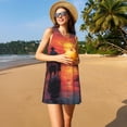 thumbnail image 3 of Fotbe Sunset River Western Cowboy Vestido de Verano sin Mangas para Mujer – Vestido Midi Línea A, Estilo Camiseta Floral, Vestido Playero Casual y Fluido, 3 of 7
