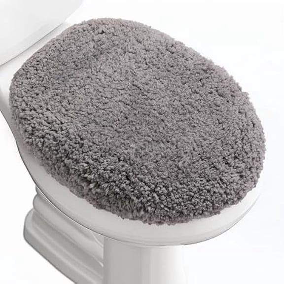 Fu997 Luxury Soft Microfiber Toilet Lid Cover Machine Washable Solid Toilet Seat Cover 17.5" x 15" Adjustable Rubber Backing Fits Most 16-17.5" L x 14-16" W Round Oblong and Elongated Toilet Seat