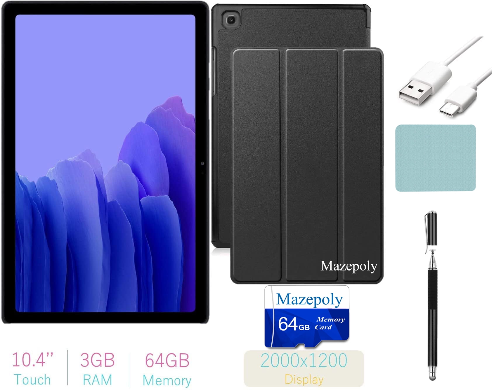 2021 Samsung Galaxy Tab A7 (2000x1200) TFT Display Wi-Fi Tablet Bundle, Qualcomm Snapdragon 662, 3GB RAM, Bluetooth, Dolby Atmos Audio, Android 10 OS w/Mazepoly Accessories (64GB, Gray) - Walmart.com