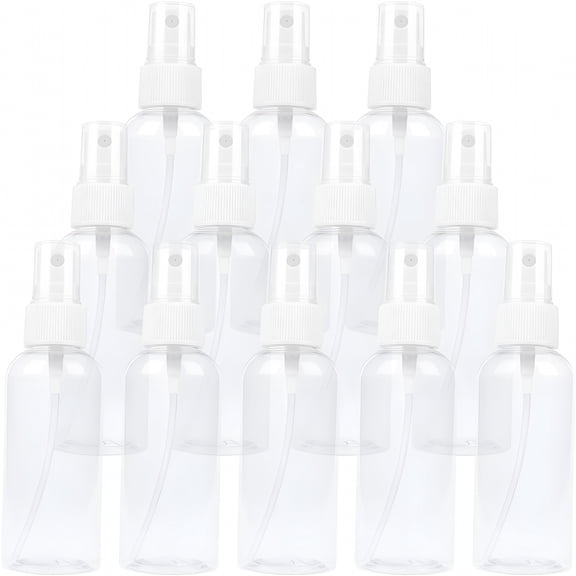 ACDANC 12 Pack Empty Transparent Plastic Fine Mist Spray Bottle 60 ml (2 oz)