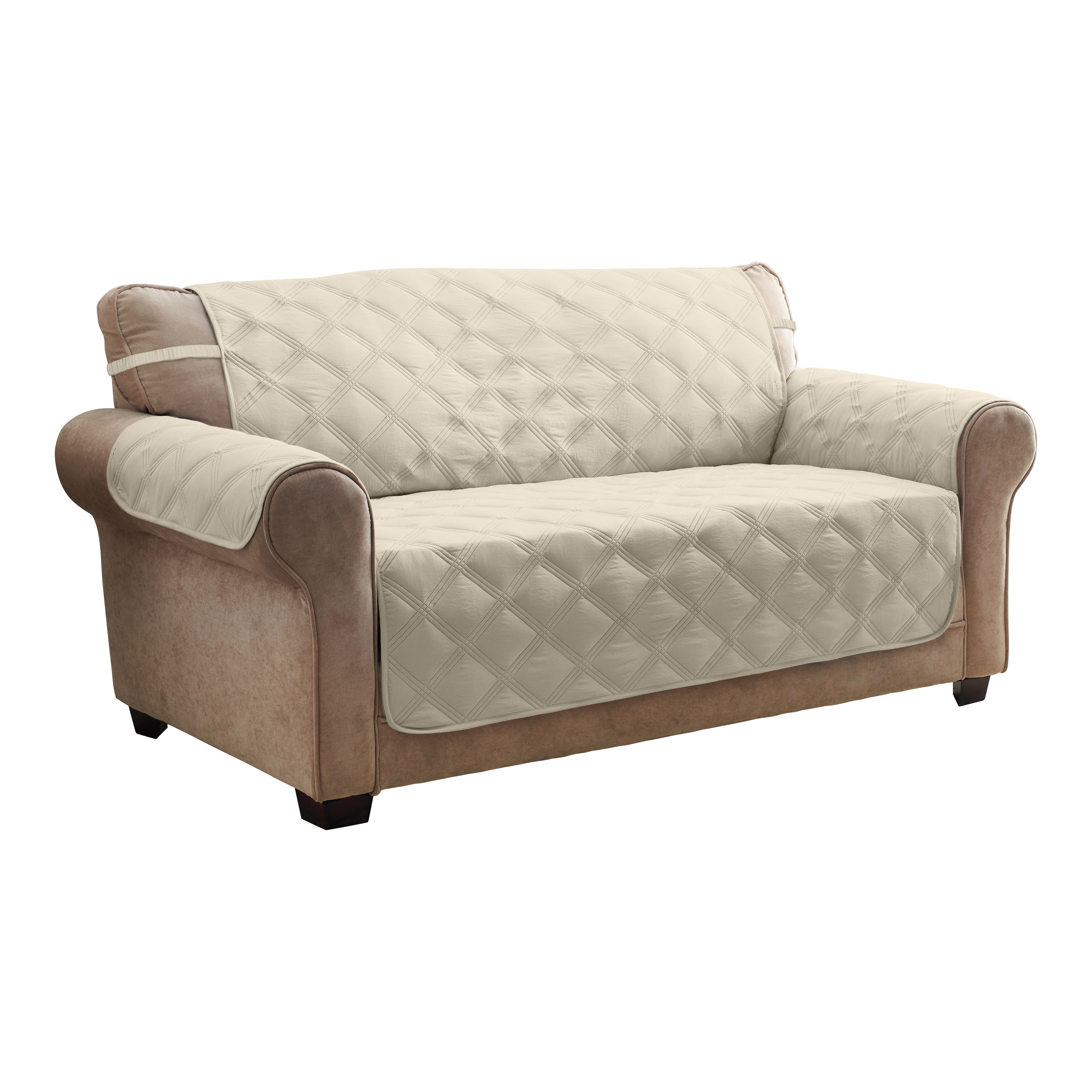 Innovative Textile Solutions 1-piece Hampton Diamond Secure Fit Sofa Furniture Cover, Sand - image 2 of 11