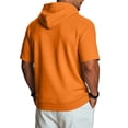 thumbnail image 4 of Big and Tall Hoodies for Men Short Sleeve Casual Baggy Mens Pocket T Shirts Kangaroo Pocket Saffron 2XL, 4 of 8