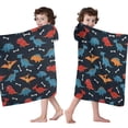 thumbnail image 4 of Dinosaur and Bone Silhouette Pattern Hooded Bath Towel，60"x35" for Ages 3 To 12 Kids, Quick Dry Lightweight Soft Microfiber Hood Beach Towel Cover Up for Kids, 4 of 7