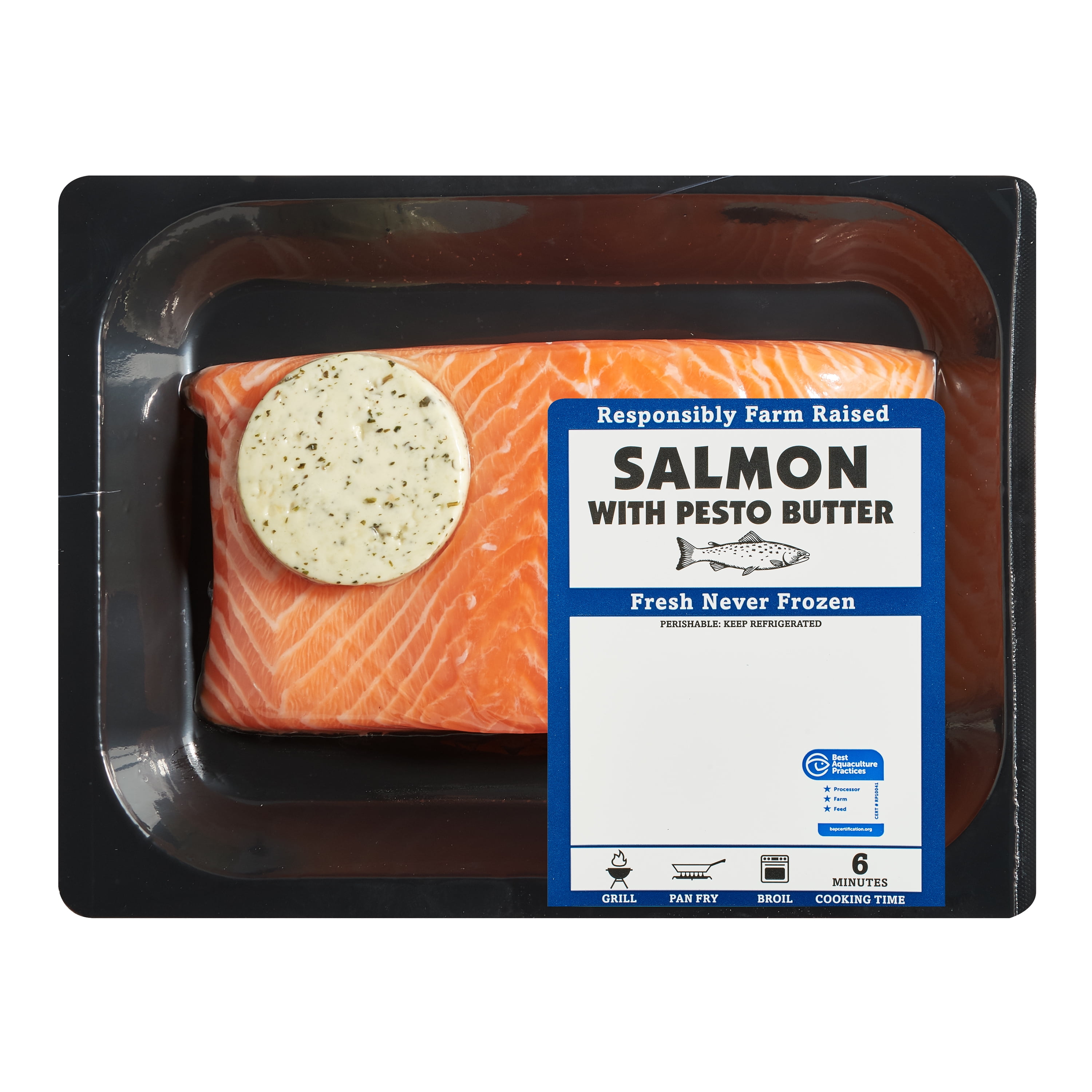 Fresh Atlantic Salmon Portion with Pesto Butter, 0.95 - 1.05 lb
