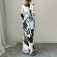 thumbnail image 6 of MORTTIC Women's Off-Shoulder Floral Print Bodycon Stretchy Party & Casual Long Sleeve Maxi Dress Black & Light Blue，XL, 6 of 7