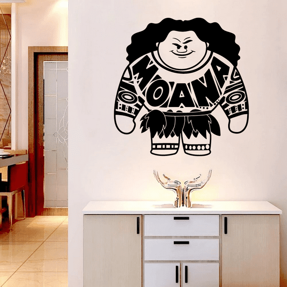 Moana Of Motonui Maui Demigod Cute Chibi Silhouette Drawing Vinyl Wall Art Sticker Wall Decal Home Kids Room Study Room Boys Girls Room Wall Décoration Design Wall Décor Decal Size (30x22 inch)