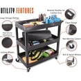 thumbnail image 3 of Stand Steady Tubstr 3 Shelf Utility Cart | Heavy Duty Service Cart Supports Up to 400 lbs | Tub Cart with Deep Shelves | Great for Warehouse, Garage, Cleaning, Office & More (32 x 18 / Black), 3 of 3