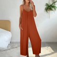 thumbnail image 2 of GILIGEGE Women Casual Overalls Jumpsuits Loose Sleeveless Spaghetti Strap Wide Leg Long Pants Romper with Pockets Women's Loose Jumpsuits Strap Stretchy Long Pant Romper Jumpsuit with Pockets, 2 of 6