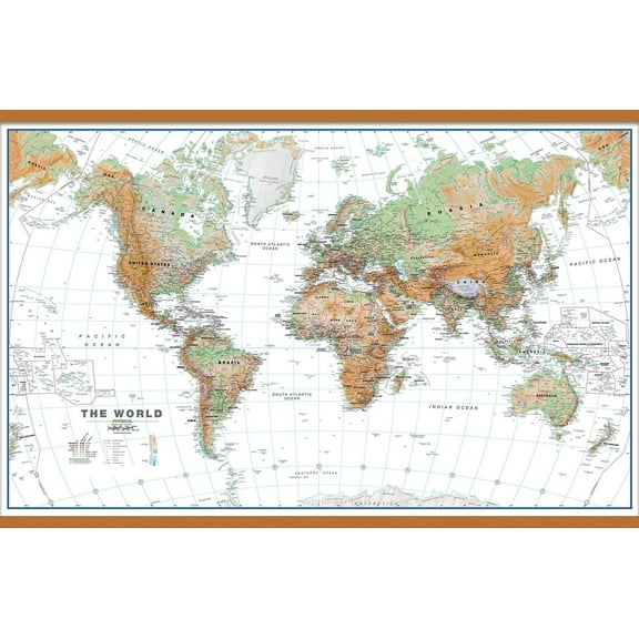 Maps Huge Physical World Wall Map - White Ocean poster