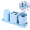 thumbnail image 1 of Toothbrush Holder Bathroom Couple Toothbrush Holder Set Toothpaste Toothbrush Tooth Mug Holder Set (Blue), 1 of 8