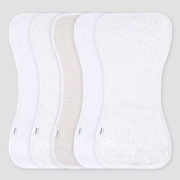 Baby 5pk Burp Cloth - White