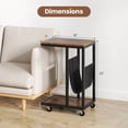 thumbnail image 3 of Costway 1 PCS C-shaped Side Table 2-tier Sofa Couch Table with Canvas Storage Pouch Brown, 3 of 11
