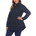 thumbnail image 4 of Zeagoo Womens Plus Size Flannel Plaid Shirt Roll Up Long Sleeve Mid-Long Button Down Shirts Casual Boyfriend Tops, 4 of 6