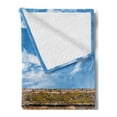 thumbnail image 2 of Brick Wall Soft Flannel Fleece Throw Blanket, Horizontal Brick Wall Field Dramatic Achitecture Landmark Urban Print, Cozy Plush for Indoor and Outdoor Use, 60" x 80", Red Green, by Ambesonne, 2 of 5