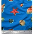 thumbnail image 1 of Soimoi Blue polyester Crepe Fabric Gemstone,Seashell & Starfish Ocean Fabric Prints By Yard 42 Inch Wide, 1 of 1