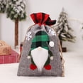 thumbnail image 4 of HEVIRGO 1PC Christmas Gift Bag Double Drawstring Opening Classic Plaid Faceless Doll Cute Prints Packaging Bag Portable Cookie Biscuits Snack Candy Container Hemp Cloth Bag Party Favors, 4 of 10