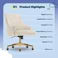 thumbnail image 2 of Serta Scarlett Modern Mid-Back Office Chair Velvet Fabric Gold Metal Base Beige, 2 of 10