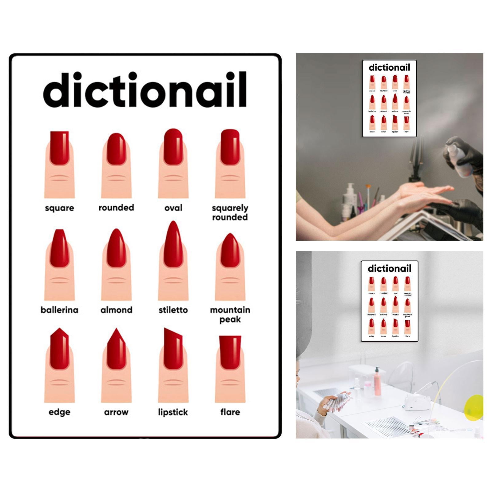 TOOYFUL Nail Shape Display Nail Tip Display Board Supplies Professional DIY Nail Shape Guide Hanging Picture 11.8x15.7" Nail Art Tool C