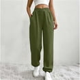 thumbnail image 4 of Inleife Women's Fashion Solid Color Bundling Of Feet Trousers Drawstring Full Length Cuffed Pants with Pocket, 4 of 4