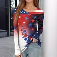 thumbnail image 4 of Iaqnaocc 250 Anniversary USA Shirt for Women Long Sleeve Vintage American Flag Stars T-Shirts Y2k Fashion Tunic Tops Casual Crew Neck Fall Summer Tee Top Blue XXL, 4 of 5
