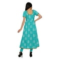 thumbnail image 4 of Moomaya Long Cotton Printed Short Sleeve Front Slit Tunic Dresses For Women, 4 of 6
