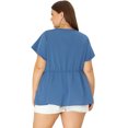 thumbnail image 4 of GRACE & GRANDEUR Women's Plus Size Work Short Sleeve Blouses Lace Button Down Peplum Summer Shirt 3X Dark Blue, 4 of 6
